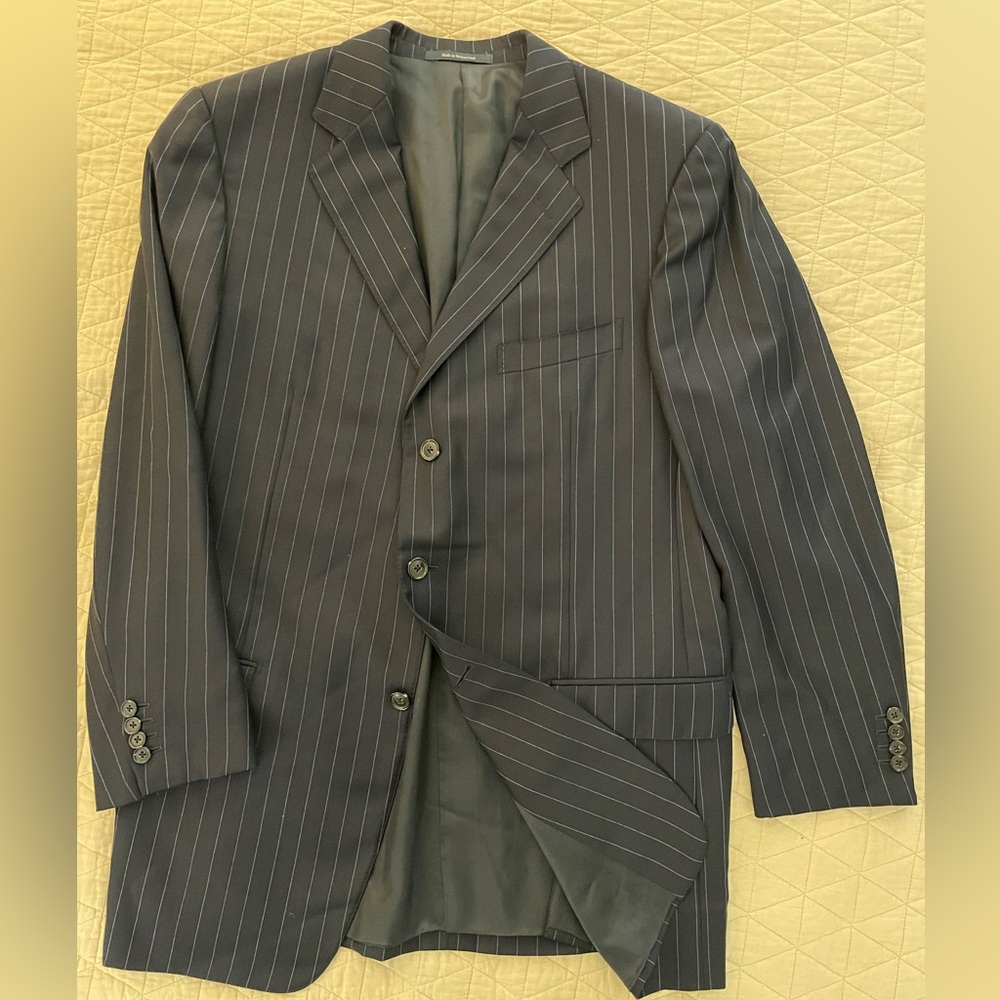 Ermenegildo Zegna Vintage 3-Button Pinstripe Trofeo Wool Jacket in Navy 44‎ L